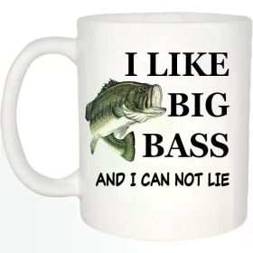Rogue River 11oz Tactical Coffee Mug - 'I Like Big Bass' Funny Fishing Novelty Cup, Perfect Gift for Men, Dad,