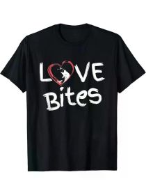 Love Bites Funny Fishing Graphic T-Shirt for Men - 100% Cotton, 180G, Short-Sleeve, Round Neck (Color: Black, size: XXL)