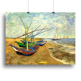 Fishing Boats on the Beach at Saintes-Maries by Van Gogh Canvas Print or Poster (Type: Poster Print, size: 28" x 20" / 70cm x 50cm (approx))