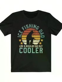 Ice Fishing Printed Casual T-Shirt, Men'S Round Neck Short Sleeve, Soft And Breathable Suitable For Outdoor Sports (Color: Black, size: XXL)