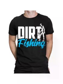 dirt fishing fish fisherman gifts fun retro style men's t-shirt #TA-135 comfortable and stylish couple clothing (Color: Black, size: XXL)