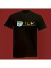 HUK BASS Fishing Men's Black T-Shirt Size S-3XL (Color: Black, size: XXXL)